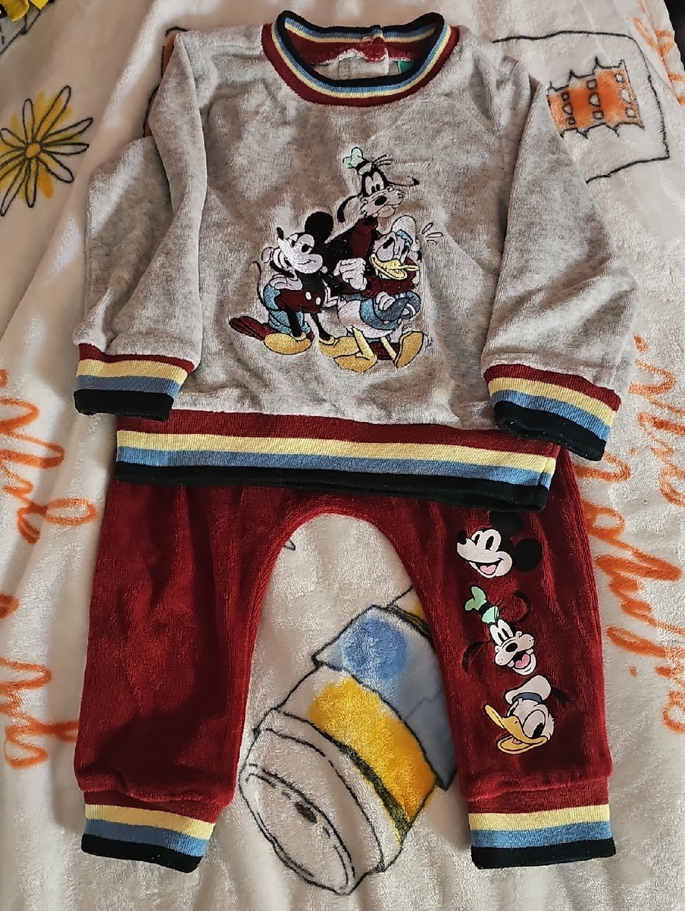 Disney Red & Gray Mickey Mouse Crewneck Two-Piece Set